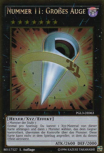 TCG PGL3-DE063 - Nummer 11: Großes Auge - Gold Rare - DE - im Set mit Ultrapro Toploader - Yugioh