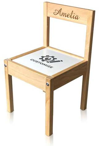 LATT Kinderstuhl, personalisierbar, personalisierbar mit Namen auf dem Stuhl, Vorder- und Rückseite