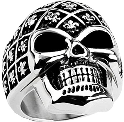 Taffstyle Herren Ring Edelstahl Massiv Breit Herrenring Männer Biker Rocker Schmuck Totenkopf Skull Helm Big Silber Größe 74 (23.6)