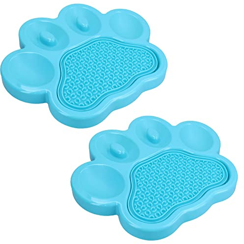 2PK BLUE Paw Interactive Dog Slow Feeder & Lick Mat Dog Food Accessories