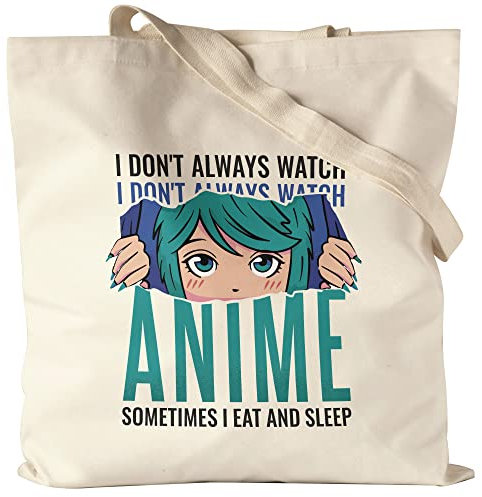 Hey!Print I Don't Always Watch Anime Sometimes I Sleep And Eat Jutebeutel Stoffbeutel Canvas Otaku Baka Manga Comic Geschenkidee Fans