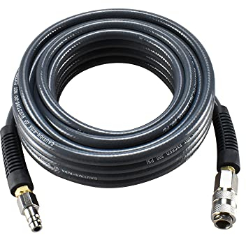 aunstarwei PVC Reinforced Air Compressor Hose Grey with 1/4 Europe Steel Quick Coupler and Plug Fittings, 10m Length