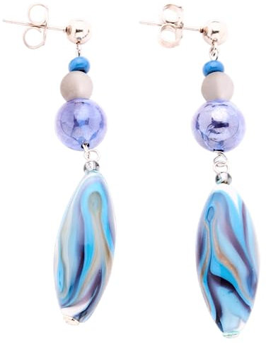 OR677A07 Damen-Ohrringe aus Muranoglas, antike Venezianische Murrina, LUNGA, Glas, Glas