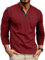 Ophestin Men's Henley Shirts Long Sleeve T Shirt Casual Fashion Shirt Buttons Tee Top Red 2XL