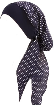 JUHONNZ Chemo Turban für Krebs, Chemo-Kappe Schals Baumwolle Turban Kappe Elastische Kopfbedeckung Chemo Damen Kopfbedeckung für Krebs Frauen Chemotherapie Blau Punkt