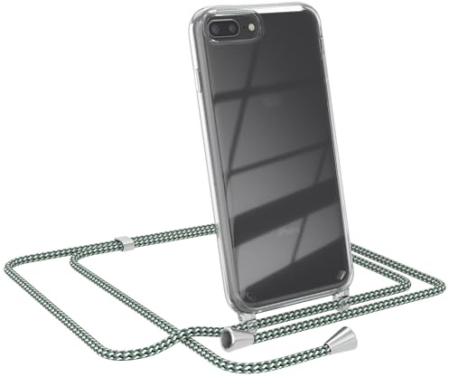 EAZY CASE Handykette kompatibel mit iPhone 7/8 Plus Handyhülle mit Umhängeband, Handykordel mit Schutzhülle, Silikonhülle, Hülle mit Band, Stylische Kette für Smartphones, Hell Grün Camouflage