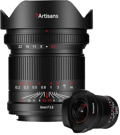 7artisans 9mm F5.6 Sony Obiettivo Macchina Fotografica Mirrorless Full Frame Obiettivo,adatto per serie A7, A6000, A5100, A5000 e Nex, E-Mount Nero