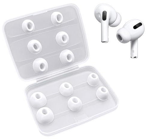 [3 Pairs] Replacement Ear Tips for AirPods Pro/AirPods Pro 2 Silicon Ear Buds Tips with Noise Reduction Hole, White Silicone Ear Tips with Portable Storage Box and Fit in The Charging Case (S/M/L)