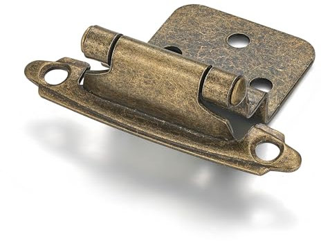 Vallecloud 10 Pack (5 Pair) 3/8 Inset Antique Brass Steel Self Closing Cabinet Hinges for Face Frame, Offset Kitchen Cabinet Door