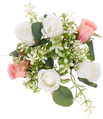 MUCKLILY Kunstkranz aus Künstlichen Rosenblüten Kranz Kerzen für Säulenkerzen Kerzendeko mit Blumen Wiederverwendbar für Festdekorationen