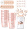 GothicBride 12 Set JGA Becher, Wiederverwendbar Team Bride Becher + JGA Buttons + Strohhalme + Tattoo Aufkleber, Junggesellenabschied Bachelorette Party Accessories Frauen Bridal Shower