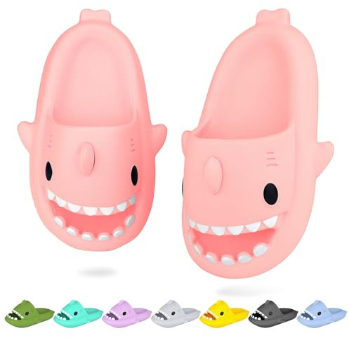 WUYISTAR Pantofole da squalo per bambini Ragazzi Ragazze Pantofole Squalo Antiscivolo Sandali da doccia per la spiaggia Scarpe da doccia per piscina con infradito Rosa