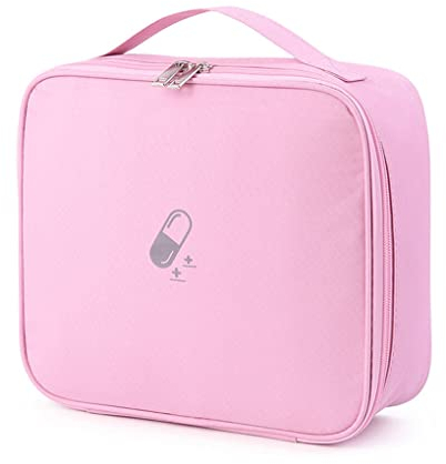 dijiusidy Medical Kit Fabrics Household Indoor Emergency First Aid Box Storage Bag Home Boxes Student Pouch Accessory Car Camping, Pink, Large Size
