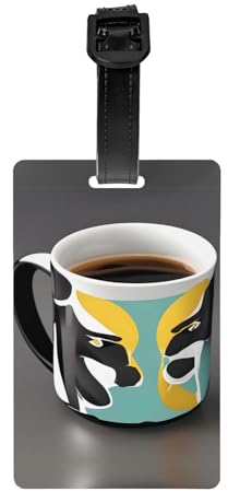 Mug avec étiquette d'identification pour valises et sacs à main, vacances, voyage en avion et croisière