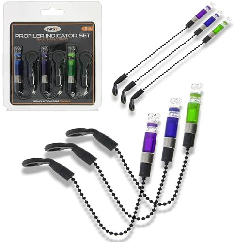 NGT Profiler Bite Indicators Bobbins Set Of 3 Carp Coarse Fishing Green Blue Purple