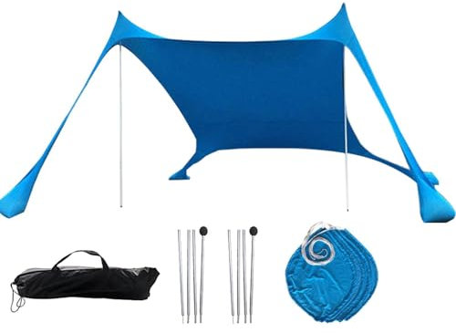 Djowyh Auvent de plage - Tente de plage - Tente d'ombrage - Tente de plage portable avec UPF 50+ - Pour camping, pêche, parasol, protection UV, protection solaire - 210 x 160 x 150 cm