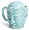 iFutniew Taza de café Tathagata con forma de Buda, taza de cabeza de Buda, taza de cerámica, fácil de usar, verde