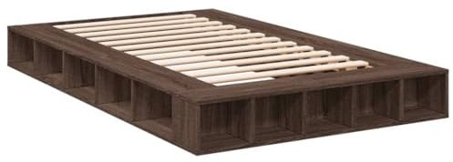vidaXL Bettgestell, Bett mit Stauraum für Schlafzimmer, Bettrahmen mit Lattenrost, Schlafzimmerbett Doppelbett, Braun Eichen-Optik 140x190cm Holzwerkstoff