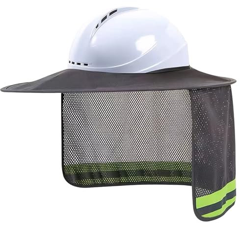 NIDONE Casque de Protection d'été Casque de sécurité réfléchissant Rideau Pare-Soleil Chantier de Construction Installation extérieure Chapeau de Protection visière Gris