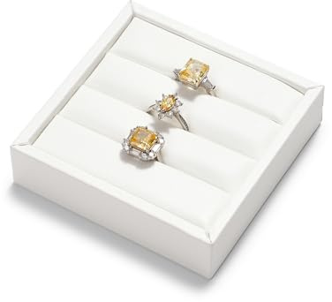 Oirlv White Ring Tray Jewellry Tray for Storage & Display Ring Earring | 10.2x10.2x2.5cm,Suitable for Home and Commercial Display and Storage Earring Ring, Suitable for Men and Women