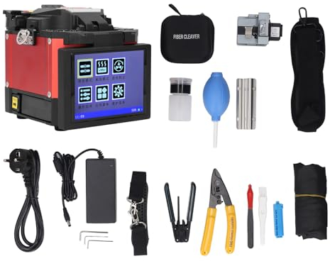 Kit de Empalmadora por Fusión de Fibra A-80S, Máquina Soldadora de Fibra óptica con Pantalla LCD TFT de 5 Pulgadas para Revestimiento de 80‑150 μm y Revestimiento de 100‑1000 μm