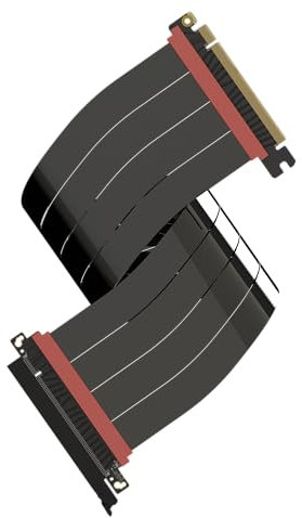 LINKUP - AVA5 PCIE 5.0 Riser-Kabel [50cm (Gesamtlänge 54cm)] RTX5090 RX9070 GPU Bereit | x16 128GB/s Geschwindigkeit | PCIe 4.0 & WRX80/WRX90E Kompatibel | Gerade, Schwarz