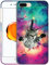 GlamCase for iPhone 7 Plus/iPhone 8 Plus - Hipster Flying Cat Space Galaxy Design Printed Slim & Sleek Cute Plastic Hard Snap on Protective Designer Back Case/Cover for iPhone 7 Plus / 8 Plus