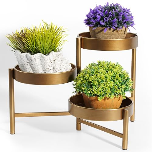 Plant Stand 3 Tier Flower Display Shelf Corner Rack Small Green Bonsai Holders for Indoor Garden Balcony Living Room Bedroom Patio Bronze