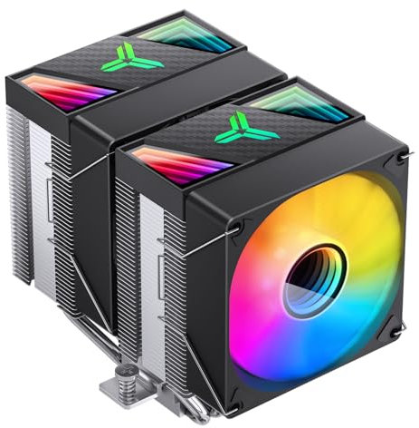 JONSBO CR1400 DV2 ARGB CPU Cooler,Silent Mini Dual-Tower CPU Fan, Air Cooler H136mm, 6 Copper Heat Pipe AM4/AM5 Intel LGA1700/2011, 92mm PWM ARGB Fan,Top Cover Trapezoidal Infinity Mirror, Black
