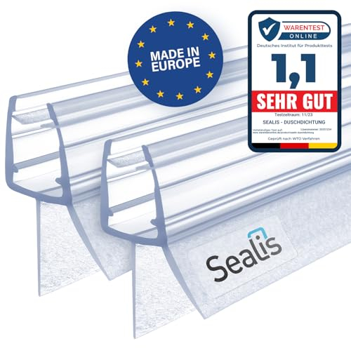 Sealis Duschdichtung 2x70cm - Duschtürdichtung für 5mm/6mm/7mm/8mm Glasdicke - Dichtung Dusche Glastür - Ersatz Duschlippendichtung für Duschtüren - Duschkabinen Dichtungen - Gummilippe Duschtür
