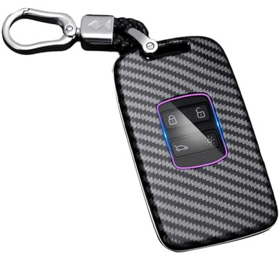 Futuhada Coque de Clé de Voiture avec Boucle, Protège-clés de Voiture en Fibre de Carbone ABS, Clef de Voiture Coque de Protection pour Koleos Kadjar Megane Captur Espace (Noir)