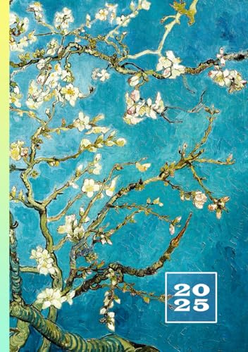 2025: A5 Kalender Planer | 1 Woche auf 2 Seiten | Jan - Dez Wochenplaner | Kalenderbuch Terminkalender | Organizer Wochenkalender Terminplaner | ... Taschenkalender Vincent Van Gogh Mandelblüten