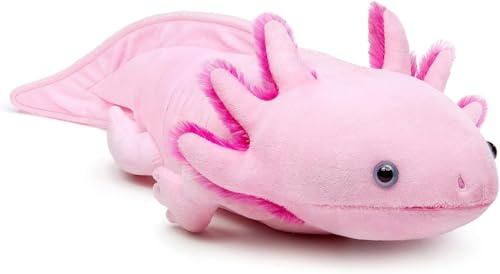 PuffPurrs Axolotl PlüSchtier, Kuscheltier Realistic Pink Axolotl Plush Toy, Animal Stuffed PlüSch, Creepy Stuffed Plushie, Geschenke FüR Kinder 17in/45cm