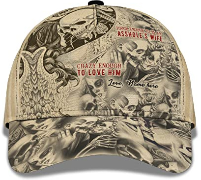 Baseball Cap Gedrucktes Paar Mit Totenkopf, Das Verrückt Genug Ist, Ihn Zu Lieben Freizeit Basecap Vintage Baseball Kappe Verstellbare Baseballkappe Für Damen, Herren, Reisen