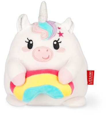 Legami - Peluche Super Soft, thème Unicorn, Format Mini, avec Carte d'Identité Personnalisable, Tient Debout, 14x15x12 cm, White