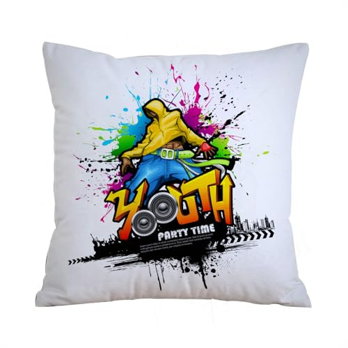 ERRTU Kissenbezug 40x40 cm,Jugend, junger Mann Hip Hop Kultur Graffiti-Kunst und Stress,Dekokissen Kissenbezüge Deko Kissen Bezug Wohnzimmer Zierkissen für Sofa Stuhl Bett Garten