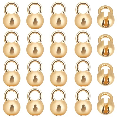 Beebeecraft 1 Box 28Pcs Bead Tips 18K Gold Plated Brass Knot Covers Clamshell End Cap Crimps Beads Ball Chain Connector Clasp for Jewellery Craft Making