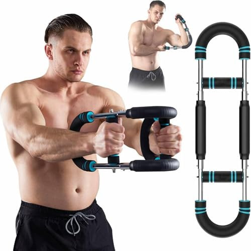 Saker Twister Arm Trainer 45-110lb, Adjustable Chest Expander for Men and Women, Portable Power Twister Bar, Shaker Twister Arm Trainer, Chest Workout Equipment Men, Arm Exercise Equipment (Blue)