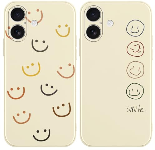 Yoedge 2 Stück Handyhülle für iPhone 17 Hülle, Gesicht Niedliches Gemaltes Design Mädchen Aesthetic Handyhülle, Dünn Weich Schlanke Silikon Flexibel TPU Stoßfest Schutzhülle für iPhone 17 6,3