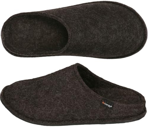 BeComfy Damen Herren Filzpantoffeln aus Naturwollfilz Rutschfest | Damen und Herren, Naturwollfilz, Atmungsaktiv und Wärmend, Rutschfeste Gummisohle, Ohne Verschluss