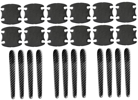 VALICLUD 3 Sets Carbon Fiber Car Door Paint Protection Film with Handle and Bowl Anti-scratch Stickers Door Handle Protective Covers