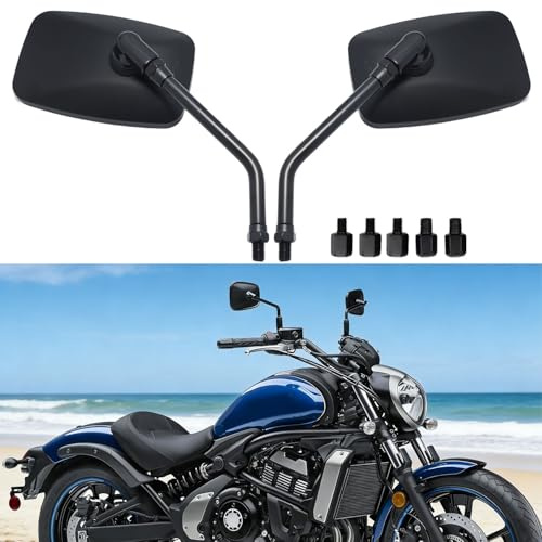 FRICYGAO Motorrad Spiegel, 10MM 8MM Schwarz Universal Motorrad Rückspiegel Seitenspiegel für Street Bikes Sport Bikes Scooter Cruiser Touring Chopper ATV(Schwarz)