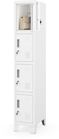 Jan Nowak Schließfachschrank 4 Fächer Metall Umkleideschrank 172x30x45 cm | Fächerschrank, Personalspind, Sozialschrank mit 4 Fächern, abschließbar, belüftet, für Betrieb, Umkleide, Personalraum