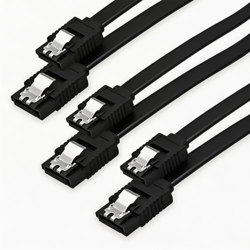 ASENTER 3-Pack SATA Cable III 6Gbps, High-Speed Data Transfer Lead for HDD, SSD, CD Drives, 15.5 Inch Sata 3.0 Cable with Secure Latch, Backwards Compatible, Black