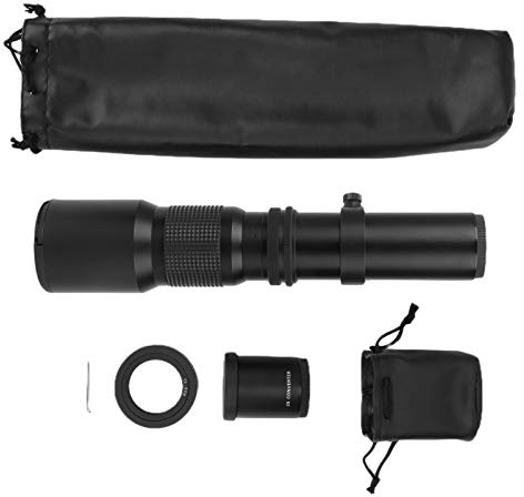 GUOHOQIX Obiettivo teleobiettivo da 500 mm F8F32 con messa a fuoco manuale e ingrandimento 2x per reflex con attacco EFS. (Nera)