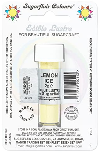 Sugarflair Lemon Ice Edible Lustre Dust, Add a Lustrous Shine to Cakes or Decorations. Brush On or Add Rejuvenator to Create Eye-Catching Edible Paint, Gives Shine to Your Bakes - 2g