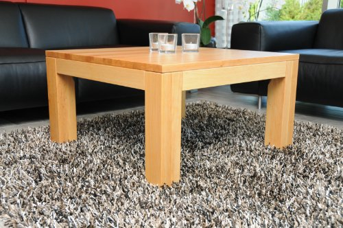 Holz-Projekt-Summer Couchtisch-Tisch 80x80 cm Erle Zarge bündig/Echtholz/Massivholz/Höhe 42 cm