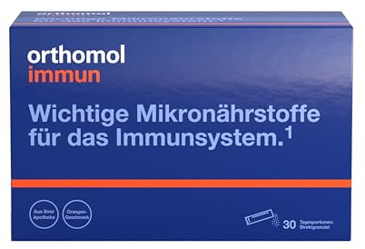 Orthomol Immun Direktgranulat Orange: 25 Nährstoffe zur Unterstützung des Immunsystems*, u.a. mit Vitamin C, Vitamin D und Zink als Beitrag zu einer normalen Funktion des Immunsystems, 30 Stk.