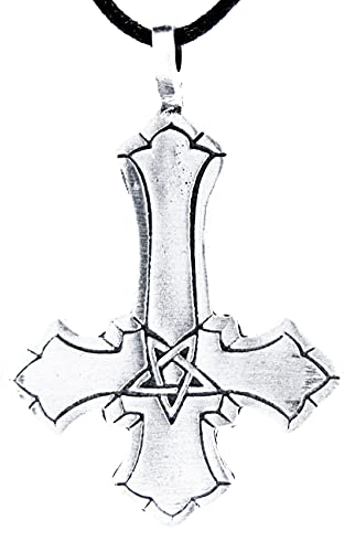 Kiss of Leather Kreuz Anhänger aus Zinn mit Baumwollband Zi. 27