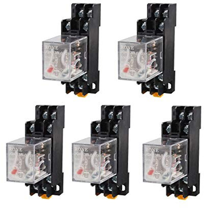 Sourcingmap 5 Pcs AC 220-240V DPDT 8Pin Red LED Light Power Relay w Socket Base